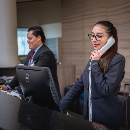 receptionists, phone call, hotel